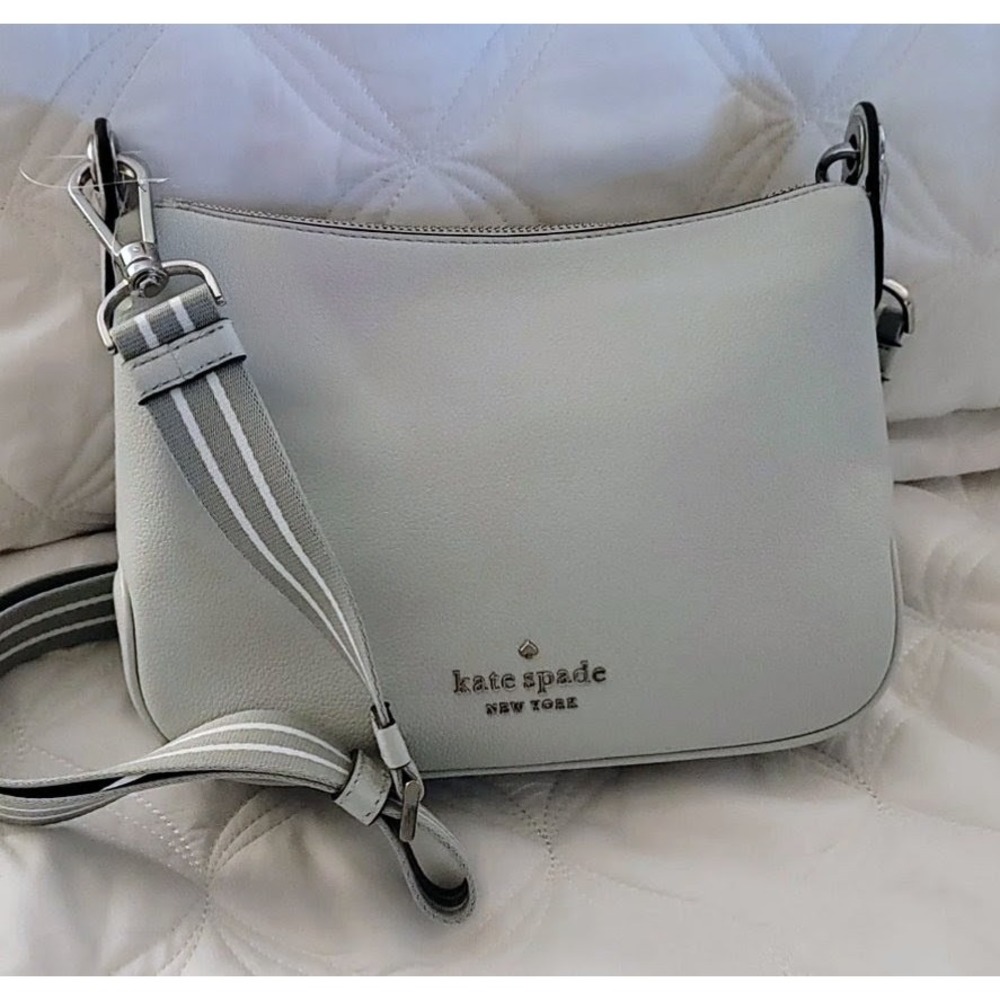 Kate Spade Rosie Crossbody Bag Moonlight Light Gray Pebbled Leather K5807